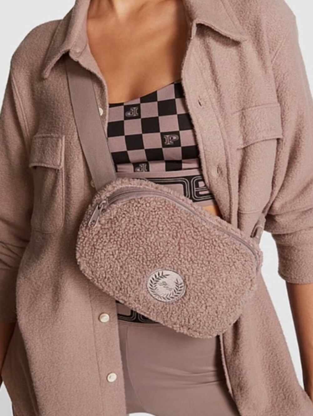 Sherpa Crossbody Fanny Pack - Taupe